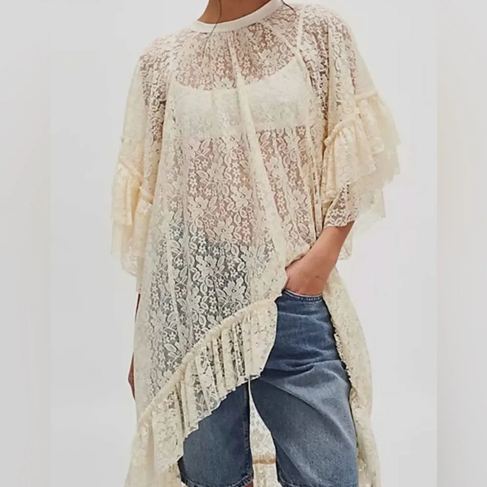 Lace ruffle sleeve tunic/dress - Picture 1 of 8